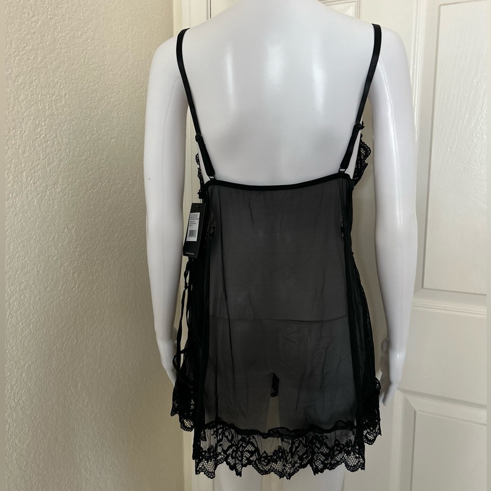 ⭐️ Oh La La Cheri Black Lace Babydoll Chemise lingerie set with Thong Panty XL - Picture 3 of 5